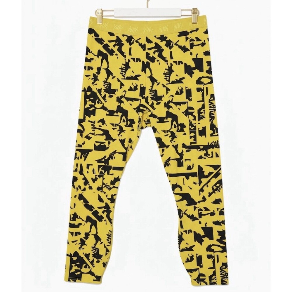 YITTY by Lizzo Womens Leggings Size XL Yellow Black Graphic Print Elastic Waist